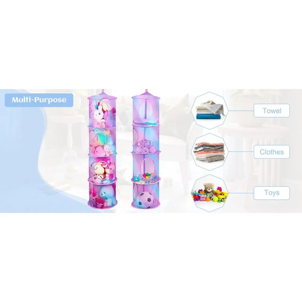 Toy Storage Hanging Stuffed Animals Organizer Closet Holder Toy Organizer 2pc